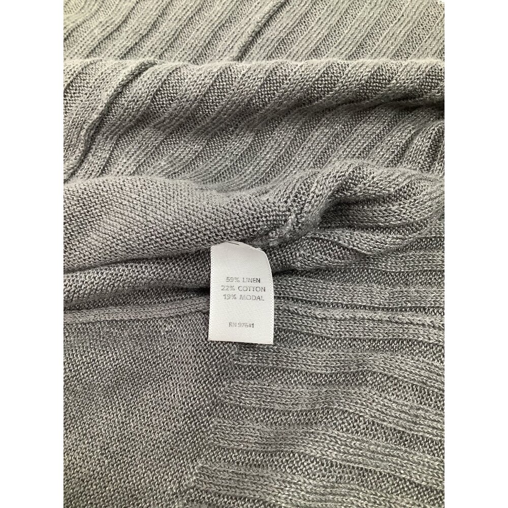 J. Jill Small Gray Short Sleeve Ribbed Hem Knit Dress Oversized Linen Maxi - Picture 8 of 9